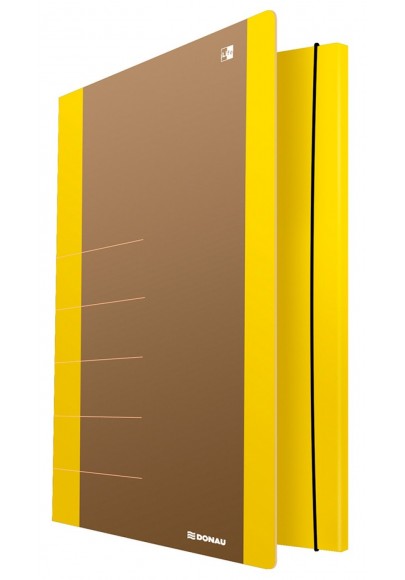 Teczka z gumką DONAU Life, Karton, A4, 500gsm, 3-skrz., żółty