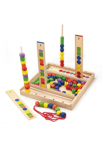 Viga drewniana gra edukacyjna logiczne koraliki  104 elementy montessori