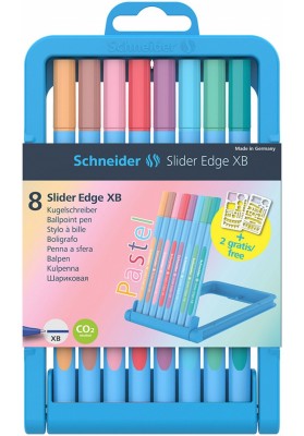 Zestaw długopisów w etui SCHNEIDER Slider Edge Pastel, XB, 8 szt., mix kolorów