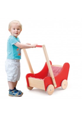Drewniany wózek dla lalek Pchacz Ciche Koła Viga