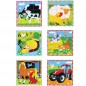 Układanka drewniana puzzle viga toys 6 klocków 6 obrazków farma