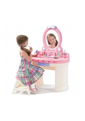 Step2 toaletka dla dziewczynki z lustrem z oświetleniem biało-różowa