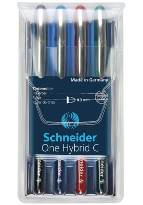 Pióro kulkowe Schneider ONE Hybrid C 0,3 mm, w etui 4 szt., miks kolorów