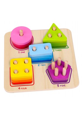 Tooky toy drewniany sorter geometryczny nauka kształtów liczenia