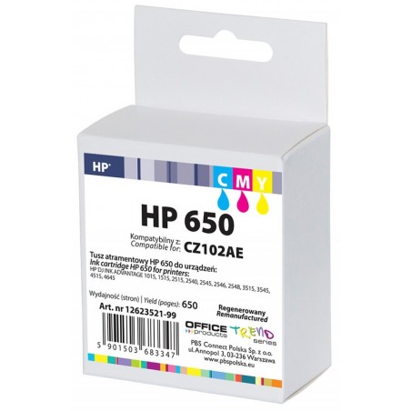 Tusz OP R HP CZ102AE/HP 650 (do DJ Ink Advantage 2545), cyan, magenta, yellow