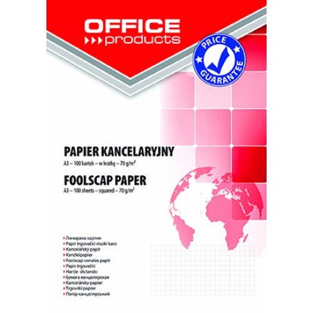 Papier kancelaryjny OFFICE PRODUCTS, kratka, A3, 100ark. - 25 szt