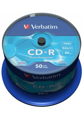 Płyta cd-r verbatim, 700mb, prędkość 52x, cake, 50szt., ekstra ochrona