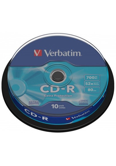 Płyta cd-r verbatim, 700mb, prędkość 52x, cake, 10szt., ekstra ochrona