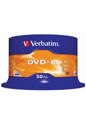 Płyta DVD-R VERBATIM AZO, 4,7GB, prędkość 16x, cake, 50szt., srebrny mat