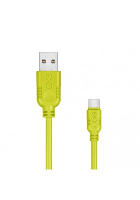 Uniwersalny kabel USB 2.0 do USB-C EXC Whippy, 2m, limonkowy