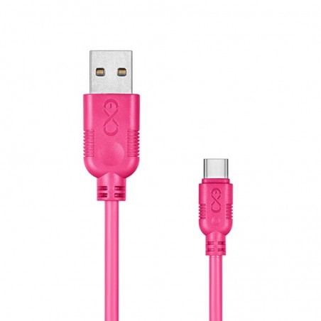 Uniwersalny kabel USB 2.0 do USB-C EXC Whippy, 2m, różowy