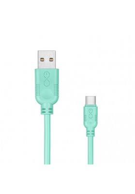 Uniwersalny kabel USB 2.0 do USB-C EXC Whippy, 2m, miętowy