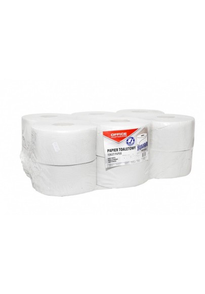 Papier toaletowy makulaturowy office products jumbo, 1-warstwowy, 120m, 12szt., biały