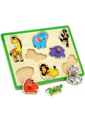 Drewniane Puzzle Zwierzęta ZOO Układanka Viga Toys
