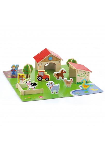 Viga drewniana farma dla zwierząt 3d zagroda ze zwierzętami 30 elementów