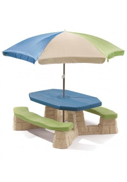 Step2 stół piknikowy z parasolem i ławeczkami