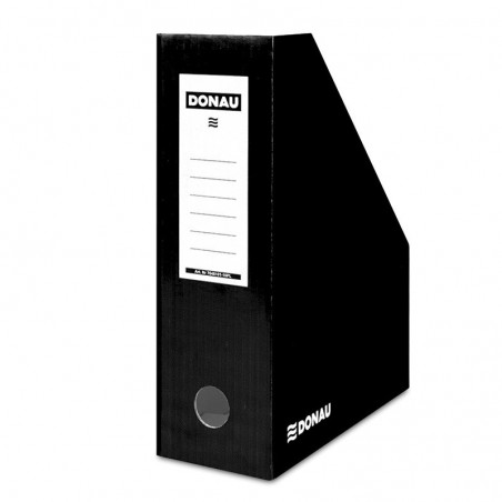 Pojemnik na dokumenty DONAU, karton, ścięty, A4/100mm, lakierowany, czarny