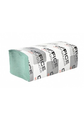 Ręczniki składane ZZ makulaturowe ekonomiczne OFFICE PRODUCTS, 1-warstwowe, 4000 listków, 20szt., zielone