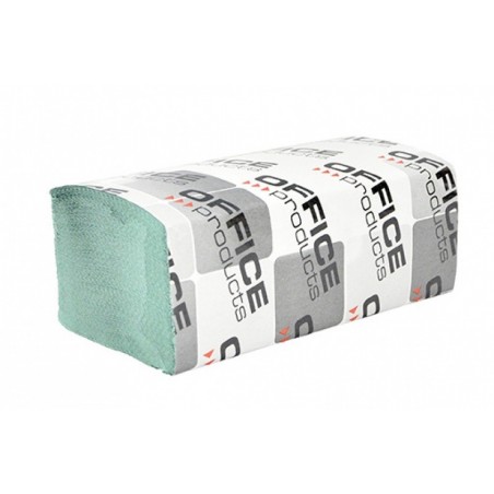 Ręczniki składane ZZ makulaturowe ekonomiczne OFFICE PRODUCTS, 1-warstwowe, 4000 listków, 20szt., zielone