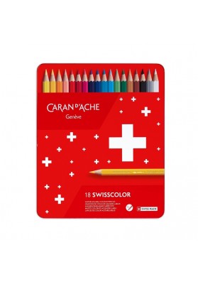 Kredki CARAN D'ACHE Swisscolor Aquarelle, z efektrm akwareli, sześciokątne, 18szt., mix kolorów