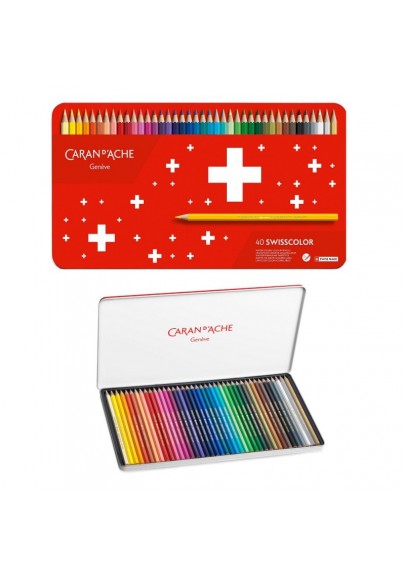 Kredki CARAN D'ACHE Swisscolor Aquarelle, z efektrm akwareli, sześciokątne, 40szt., mix kolorów