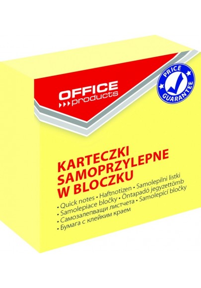 Mini kostka samoprzylepna office products, 50x50mm, 1x400 kart., pastel, jasnożółta
