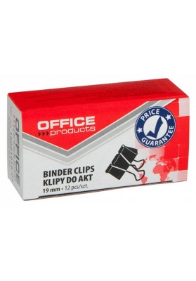 Klipy do dokumentów OFFICE PRODUCTS, 19mm, 12szt., czarne