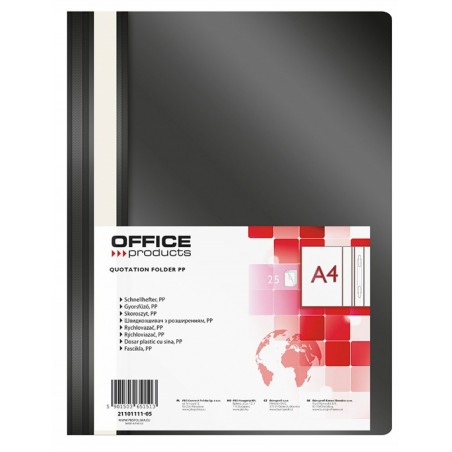 Skoroszyt OFFICE PRODUCTS, PP, A4, miękki, 100/170mikr., czarny