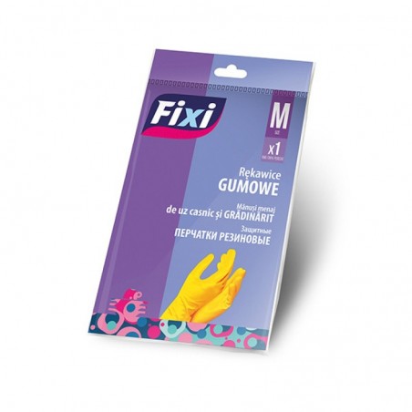 Rękawice gumowe FIXI, rozmiar M, 1 para, żółte