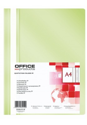 Skoroszyt OFFICE PRODUCTS, PP, A4, miękki, 100/170mikr., jasnozielony