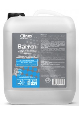 Preparat do mycia i dezynfekcji CLINEX Barren 10L, do powierzchni zmywalnych