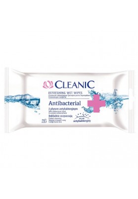 Chusteczki odświeżające CLEANIC Antybacterial, 15szt., białe
